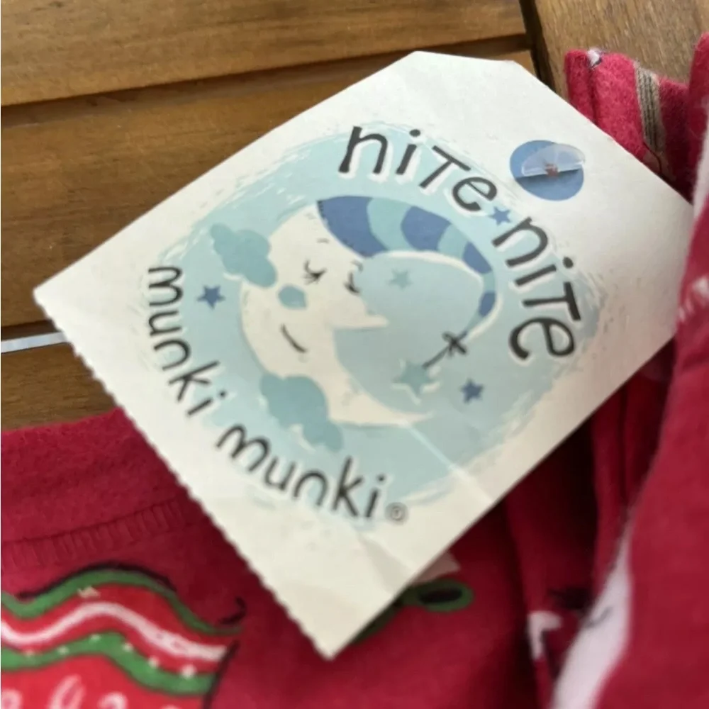 Munki Santa Claus Rudolph Reindeer Christmas Pajamas S Cotton PJ Set Top Bottom